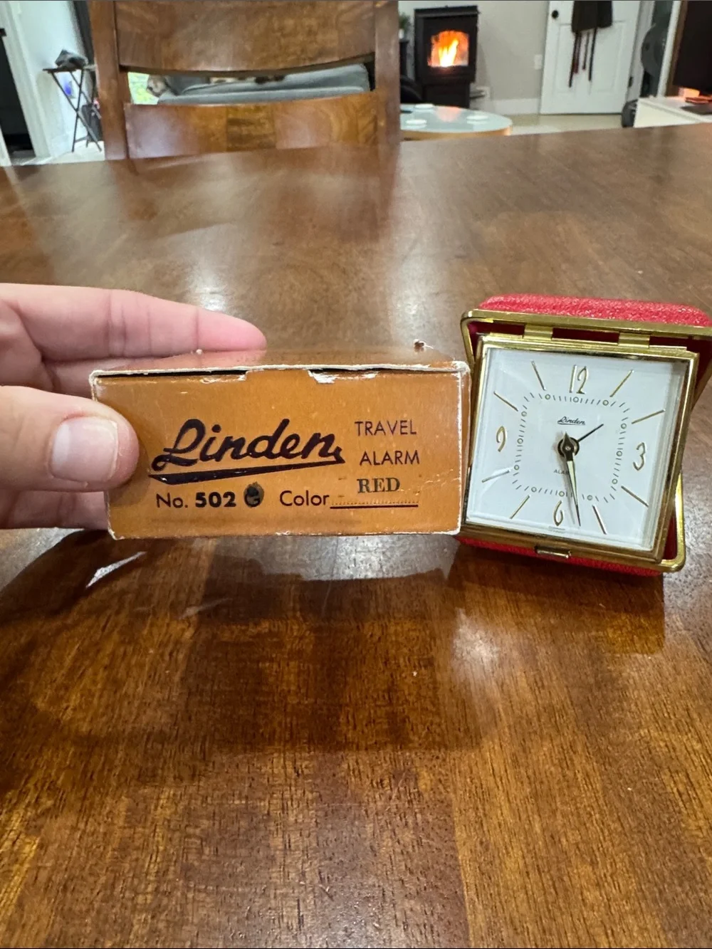 Vintage Linden Travel Alarm Cloth with Genuine Leather Luminous No 502